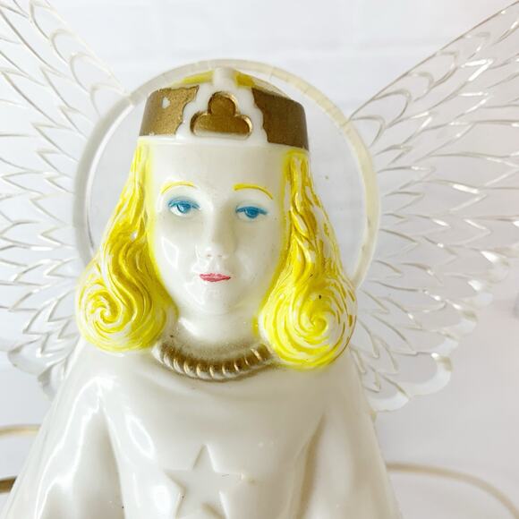 Vintage 1950 PARAMOUNT Plastic Lightup CHRISTMAS Angel Tree Topper Blowmold Rare - Picture 7 of 10
